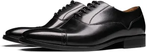 HOOENG Garb Oxford for Men Lace Up Cap Toe Foursquare Toe Cowhide Anti-Slip Slip Resistant Rubber Sole Party (Color : Black, Size : 8)