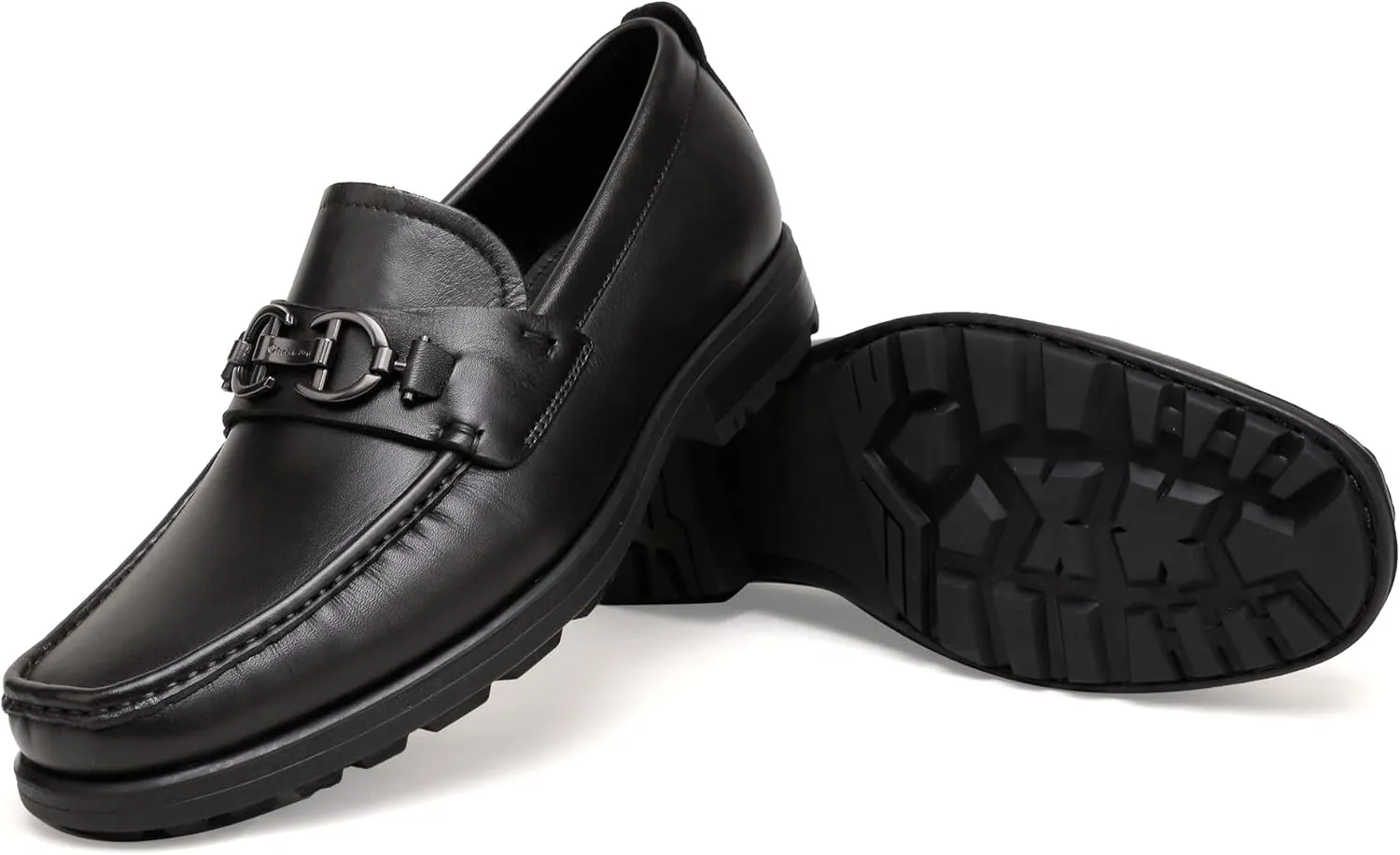 Leather Dress Loafers Shoes for Men, Casual Penny with Metal Buckle Slip On Driving Loafers