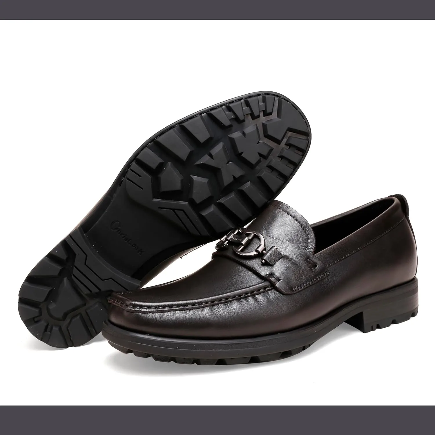 Leather Dress Loafers Shoes for Men, Casual Penny with Metal Buckle Slip On Driving Loafers