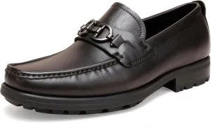 Leather Dress Loafers Shoes for Men, Casual Penny with Metal Buckle Slip On Driving Loafers