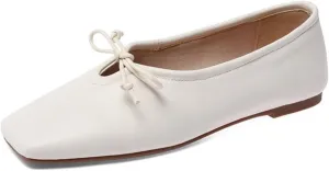 Loafers for Women Soft Genuine Leather Women’s Ballet Flats Comfortable Square Toe Ballerina Loafers for Everyday Wear
