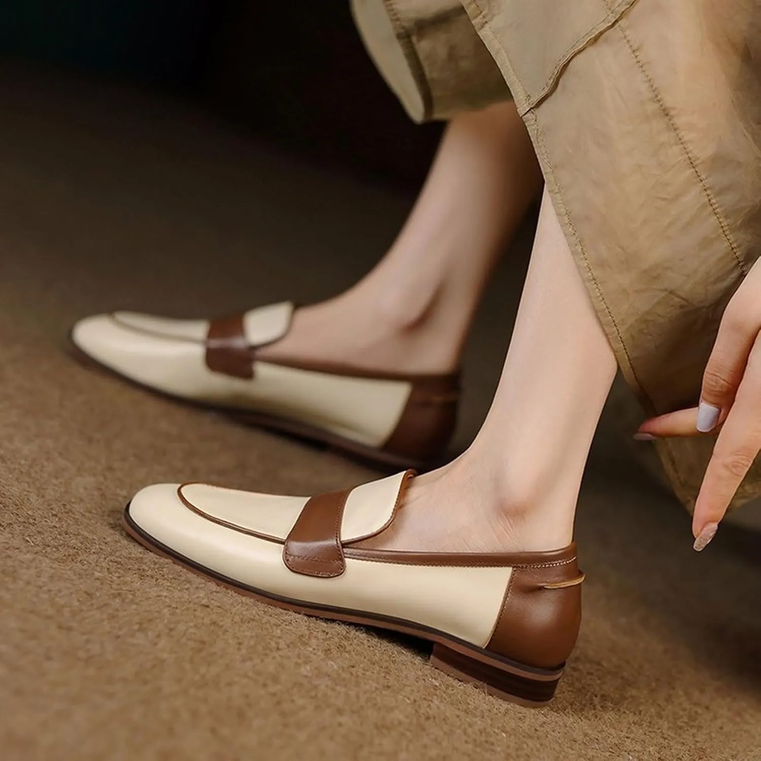 Loafers for Women Spring Women's Casual Round Toe Flat Shoes Comfortable Stylish Footwear for Everyday Wear