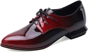 Loafers for Women Women's Casual Patent Leather Lace-Up Flat Shoes Stylish Comfortable Everyday Footwear