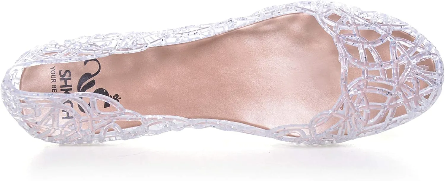 LUXINYU Women's Bird Nest Jelly Ballet Flats Hollow Out Sandals Flat Slip On Loafers