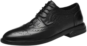 Men Casual Business Dress Shoes Lace Up Formal Black Patent Leather Brogue Shoes Male Wedding Party Office Oxfords Breathable Crocodile Pattern Leather Shoes