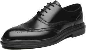 Men Lace Up Dress Shoes, Handmade Shoes PU Leather Male Oxford Italian Classic Vintage Lace-up Men's Brogue Shoes Oxford