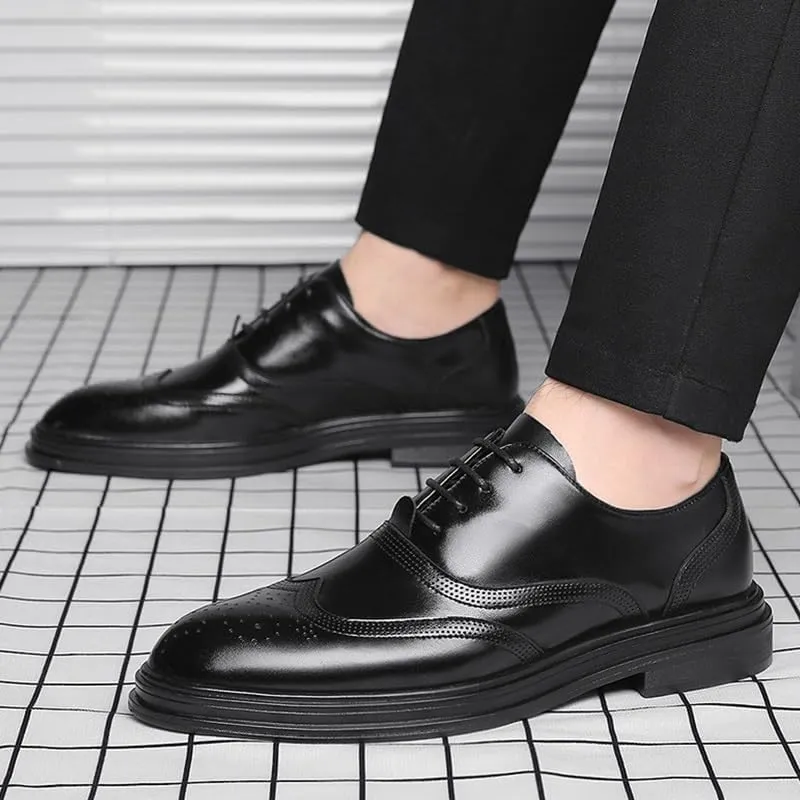 Men Lace Up Dress Shoes, Handmade Shoes PU Leather Male Oxford Italian Classic Vintage Lace-up Men's Brogue Shoes Oxford