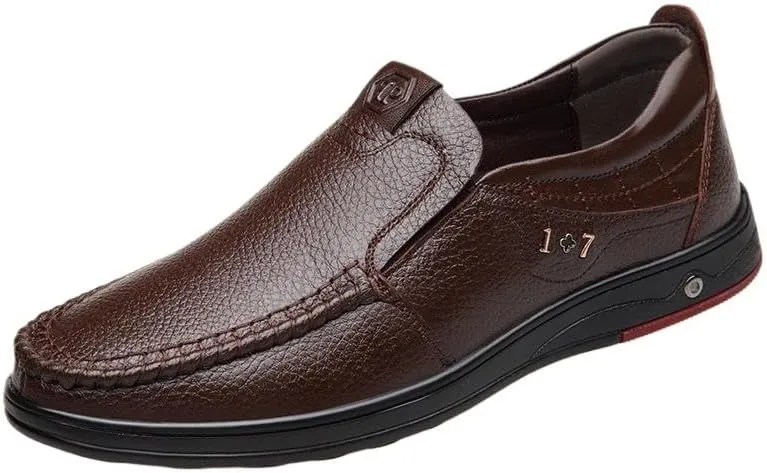 Men Slip on Walking Loafers Casual Shoes Comfort Round Toe Non-Slip Lug Sole Business Dress Shoes