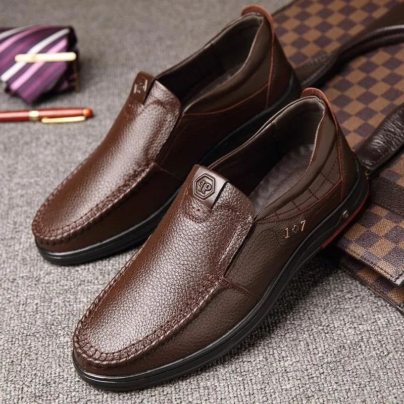 Men Slip on Walking Loafers Casual Shoes Comfort Round Toe Non-Slip Lug Sole Business Dress Shoes