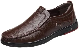 Men Slip on Walking Loafers Casual Shoes Comfort Round Toe Non-Slip Lug Sole Business Dress Shoes