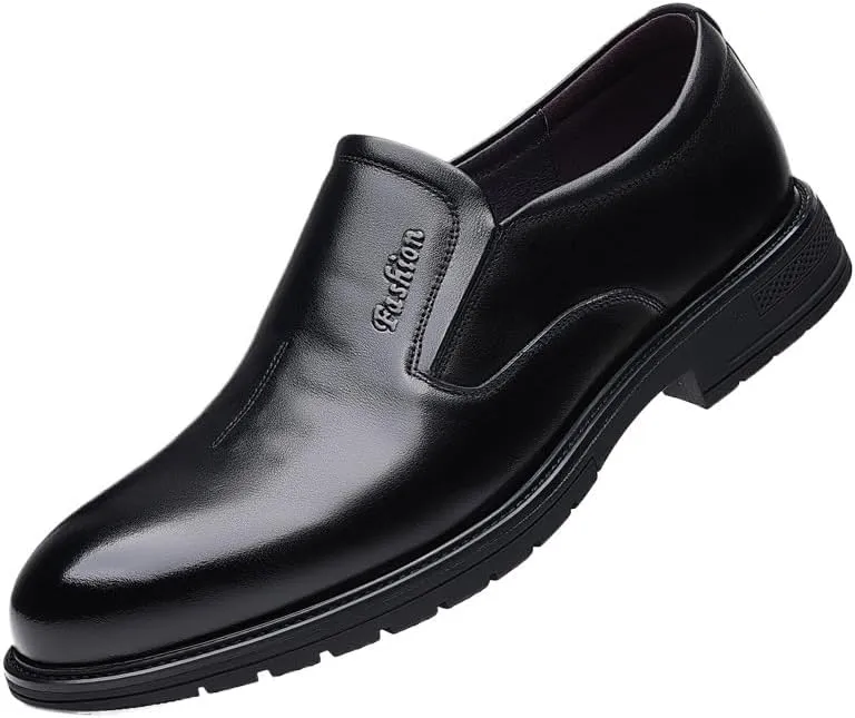 Men's Black Patent Leather Platform Loafers Comfort Non-Slip Lug Sole Slip-On Dress Shoes