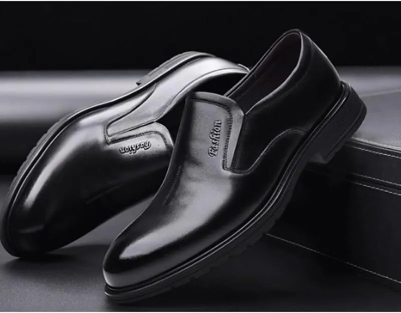 Men's Black Patent Leather Platform Loafers Comfort Non-Slip Lug Sole Slip-On Dress Shoes