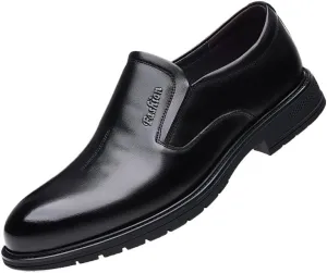 Men's Black Patent Leather Platform Loafers Comfort Non-Slip Lug Sole Slip-On Dress Shoes