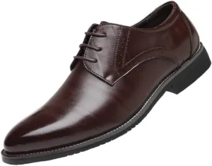 Men's Classic Retro Brogue Shoes, Patent Leather Lace-Up Dress Shoes, Business Oxfords for Office, Wedding, Party, Formal Occasions