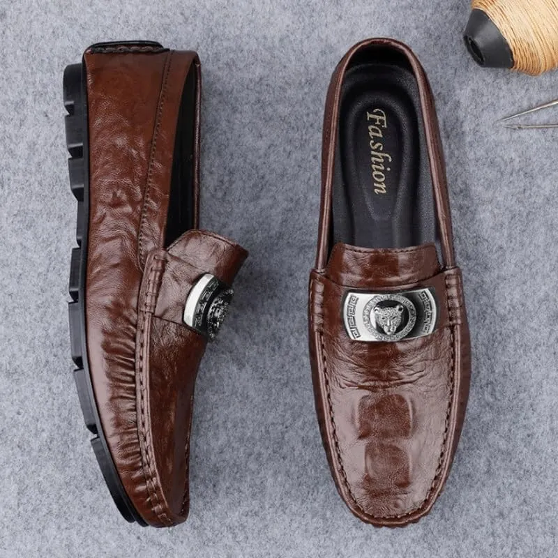 Mens Commuter Slip-Resistant Lightweight Breathable Easy to Walk for Summer Outdoor Driving & Walking Flat Boat Shoes Loafers Leather Shoes