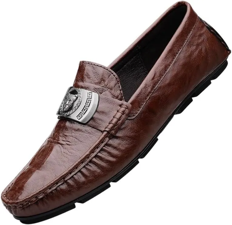 Mens Commuter Slip-Resistant Lightweight Breathable Easy to Walk for Summer Outdoor Driving & Walking Flat Boat Shoes Loafers Leather Shoes