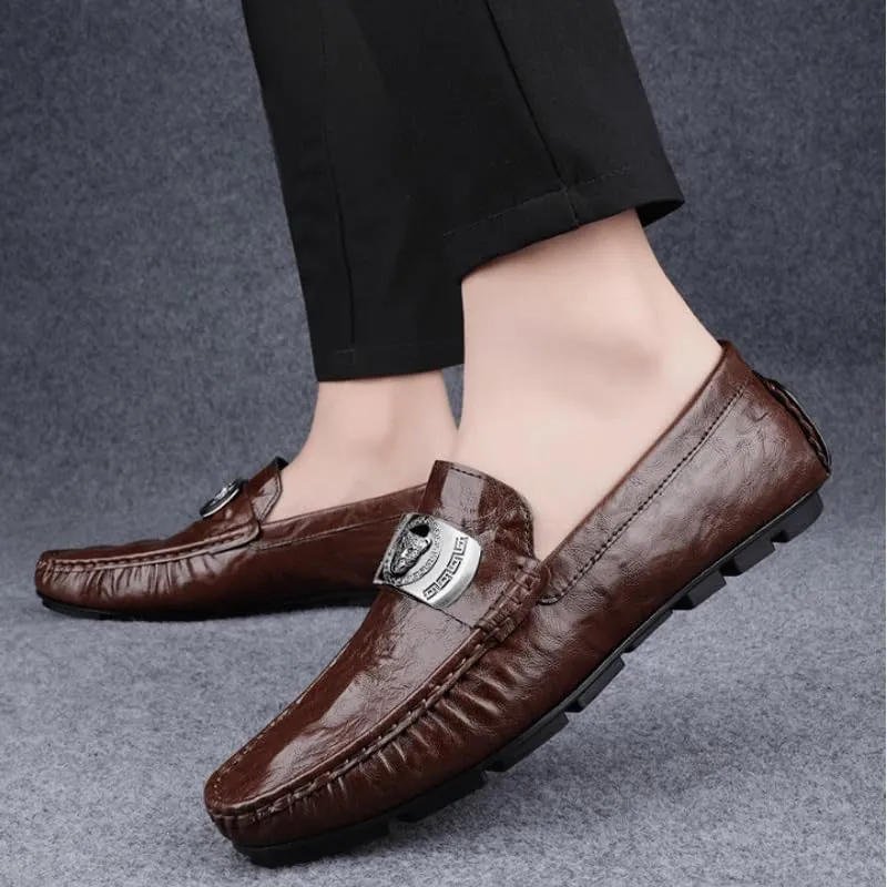 Mens Commuter Slip-Resistant Lightweight Breathable Easy to Walk for Summer Outdoor Driving & Walking Flat Boat Shoes Loafers Leather Shoes