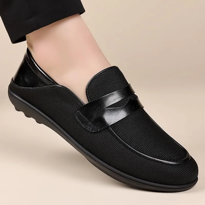 Mens Cutout Mesh Handmade Flat Casual Loafers Comfort Breathable Slip On Hollow Sandals Walking Shoes for Men's Outdoor Activities