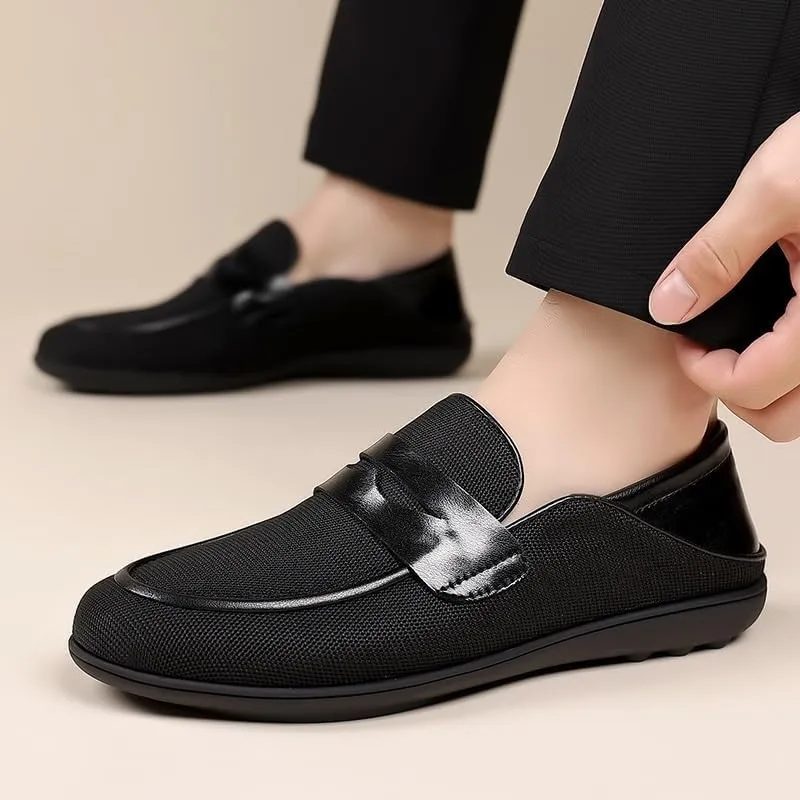 Mens Cutout Mesh Handmade Flat Casual Loafers Comfort Breathable Slip On Hollow Sandals Walking Shoes for Men's Outdoor Activities