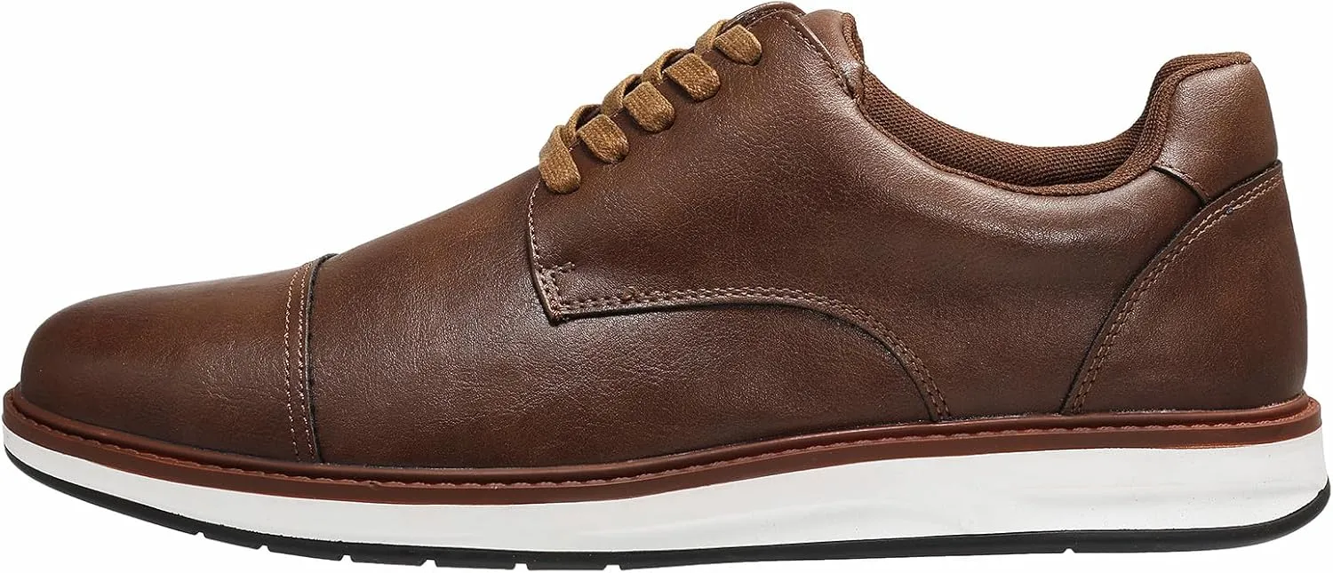 Men's Dress Shoes Classic Casual Oxfords Shoes for Men Brogues Wing Tips Lace Up Punched Round Toe