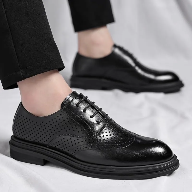 Men's Dress Shoes Classic Lace Up Formal Tuxedo Derby Shoes Patent Leather Business Oxford Shoes for Men