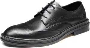 Men's Formal Shoes Spring and Autumn Casual Lace up Brogue Shoes Italian Style Leather Pointed Shoes Groom Formal Oxford Shoes