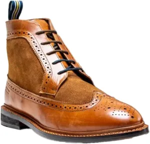 Mens Genuine Leather Suede Lace Up Boots Goodyear Welted Brogue Ankle Smart Casual Shoes
