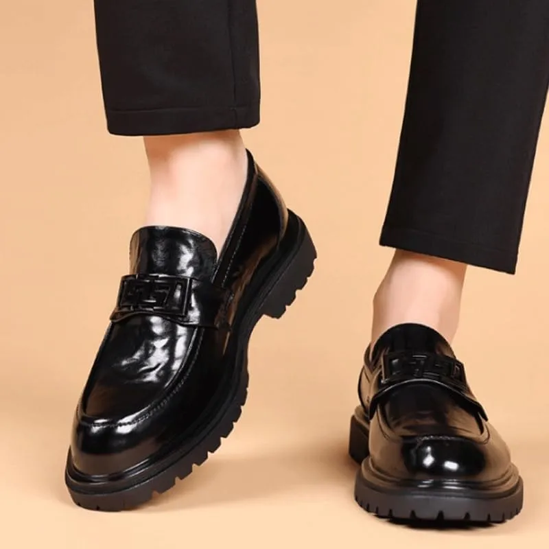 Men's Hands Free Slip On Walking Leather Shoes Loafers Breathable Comfortable Casual Moccasin Loafer Casual Lightweight Soft Non Slip Shoes