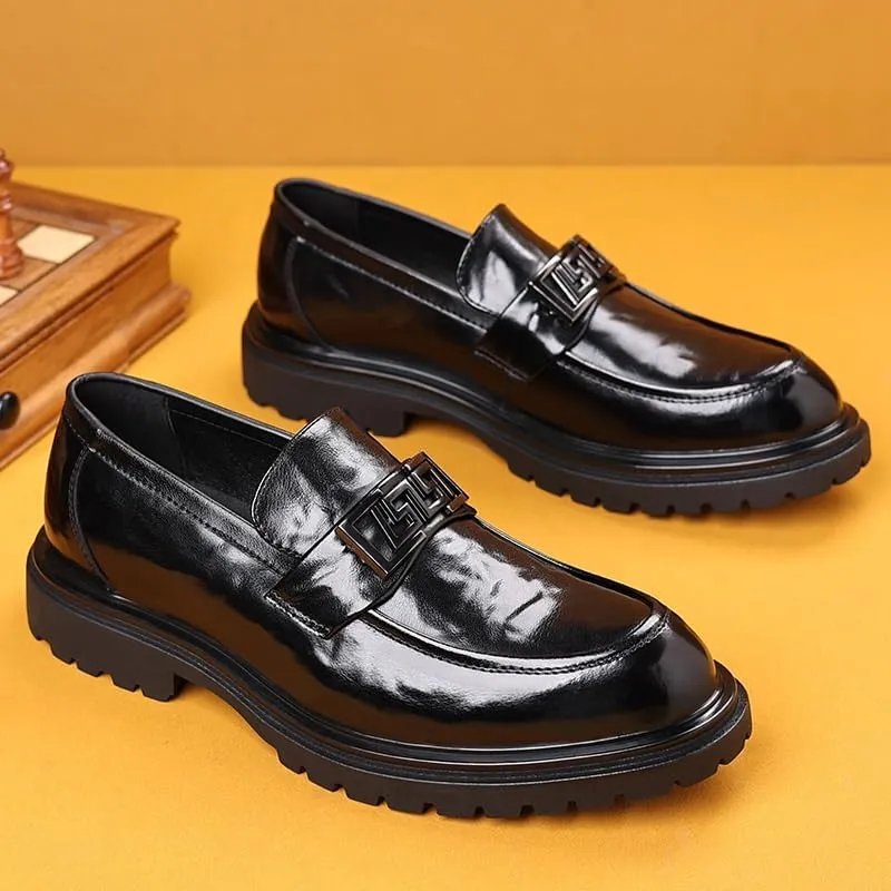 Men's Hands Free Slip On Walking Leather Shoes Loafers Breathable Comfortable Casual Moccasin Loafer Casual Lightweight Soft Non Slip Shoes