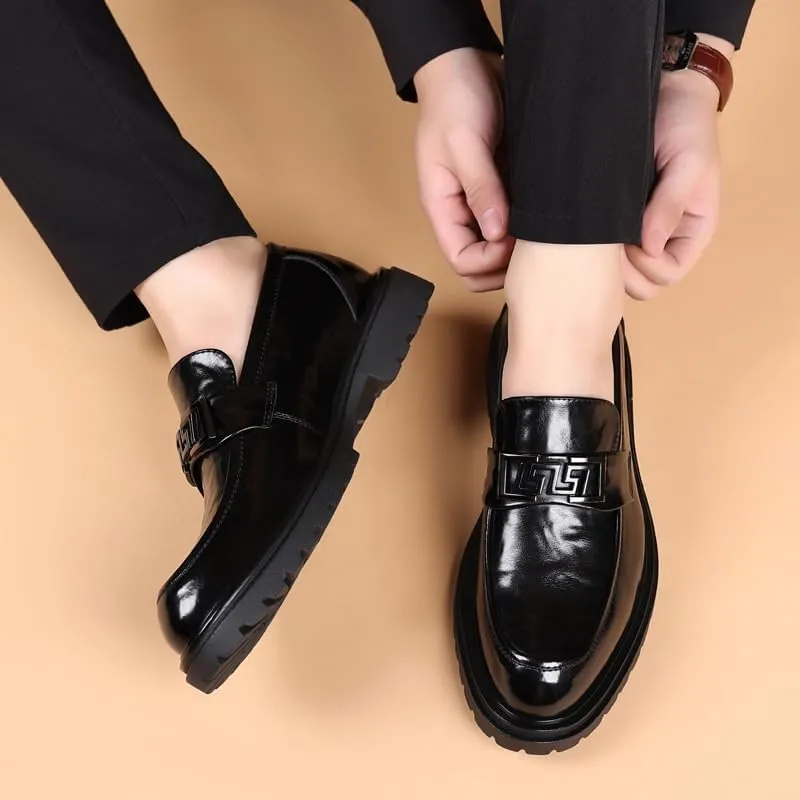 Men's Hands Free Slip On Walking Leather Shoes Loafers Breathable Comfortable Casual Moccasin Loafer Casual Lightweight Soft Non Slip Shoes