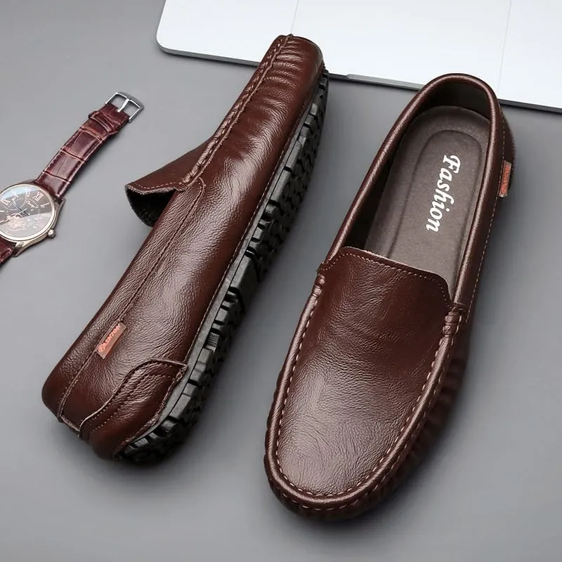 Men's Hands Free Slip On Walking Leather Shoes Loafers for Summer Outdoor Driving & Walking Men's Loafers