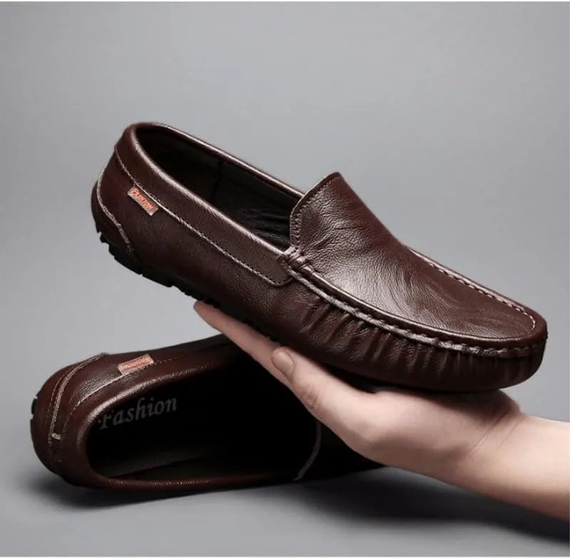 Men's Hands Free Slip On Walking Leather Shoes Loafers for Summer Outdoor Driving & Walking Men's Loafers