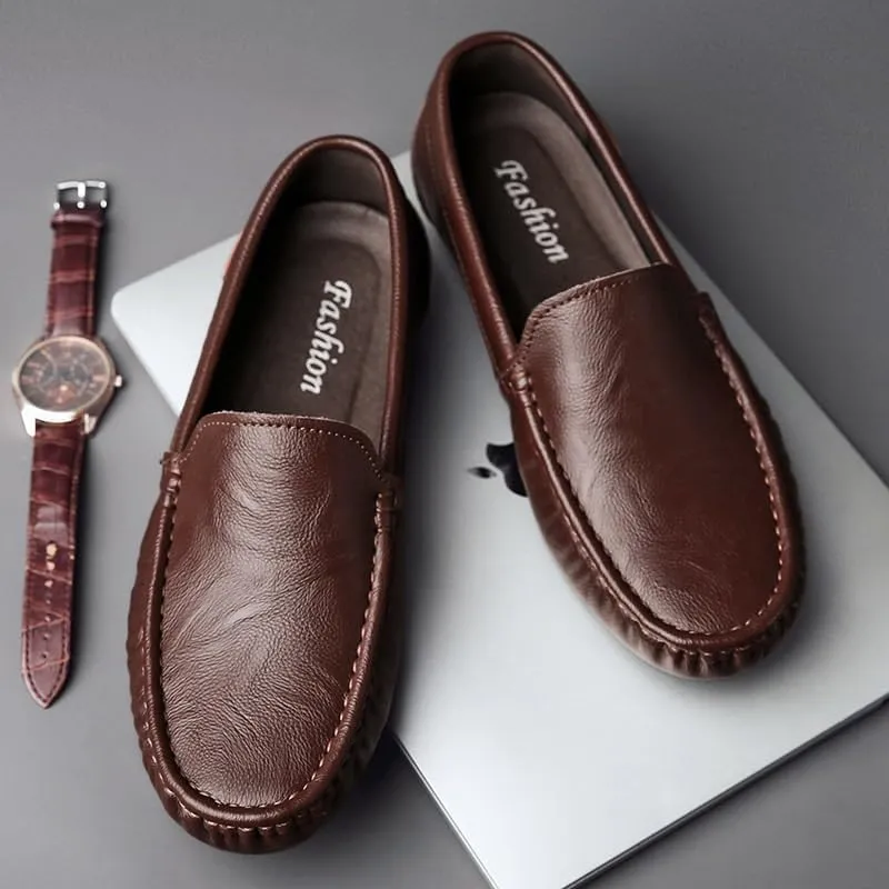 Men's Hands Free Slip On Walking Leather Shoes Loafers for Summer Outdoor Driving & Walking Men's Loafers
