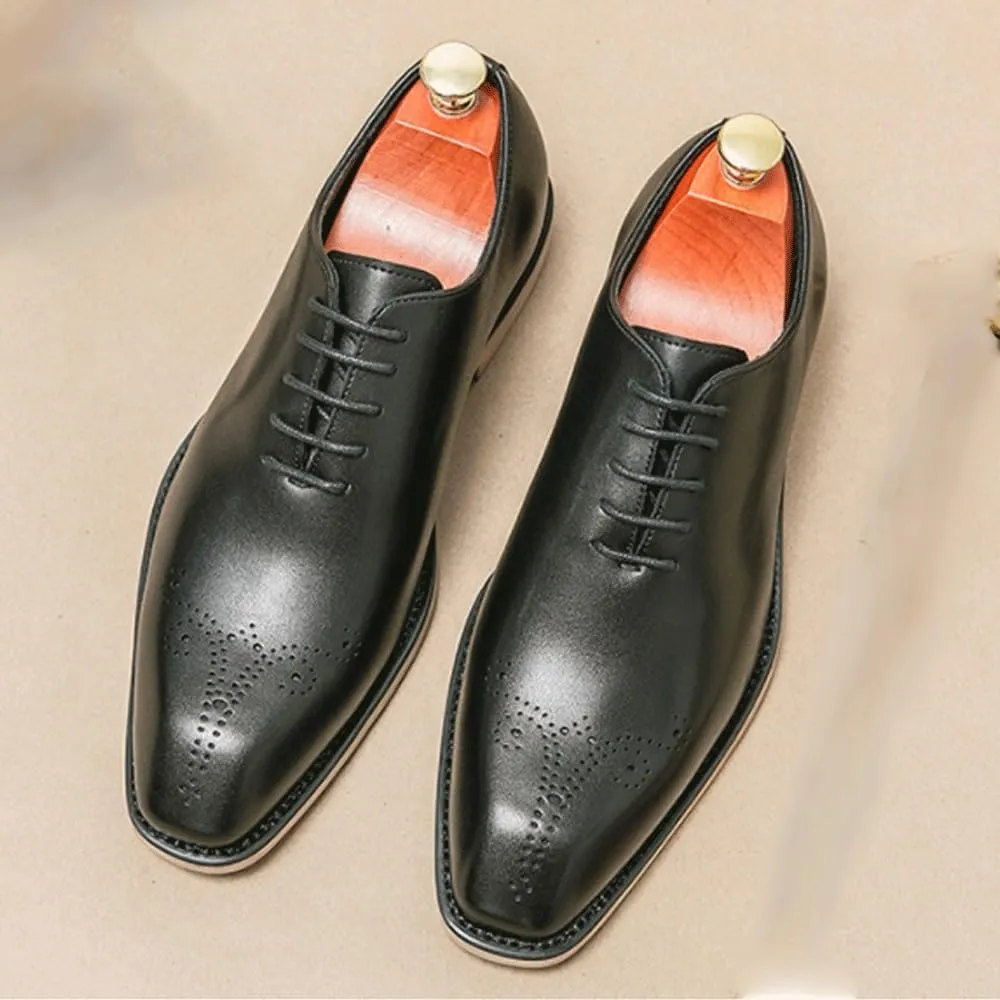 Men's Lace-up Dress Brogue Shoes Daily Office Working Oxford Shoes Classic Casual Orthopedic Leather Shoes