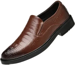Men's Leather Brogue Shoes, Luxury Slip-On Casual Shoes, Comfortable Platform Sole, Business Dress Shoes for Men