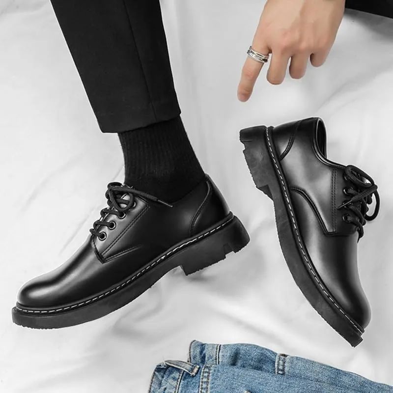 Men's Leather Hand-Sewn Flats Loafers Comfortable Round Toe Flat Bottom Non-Slip Slip-On Driving Shoes Light Moccasin Flats Boat Shoes