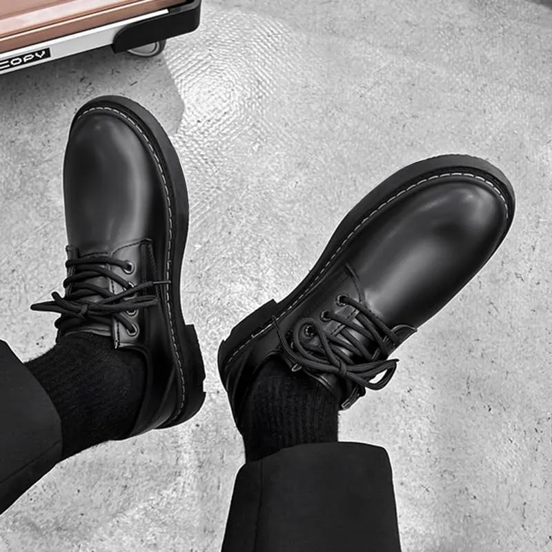 Men's Leather Hand-Sewn Flats Loafers Comfortable Round Toe Flat Bottom Non-Slip Slip-On Driving Shoes Light Moccasin Flats Boat Shoes