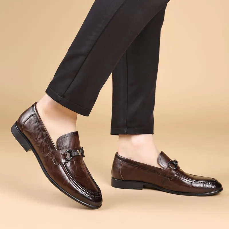 Men's Leather Slip-On Loafers for Driving Walking Wedding Outdoor Indoor Size