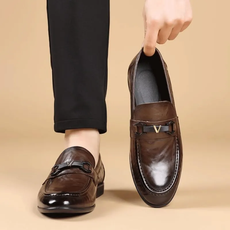 Men's Leather Slip-On Loafers for Driving Walking Wedding Outdoor Indoor Size