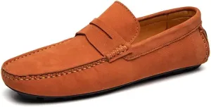 Mens Loafers Shoe Square Toe Genuine Leather Penny Driving Loafers Comfortable Anti-Slip Flexible Party Walking Slip-on