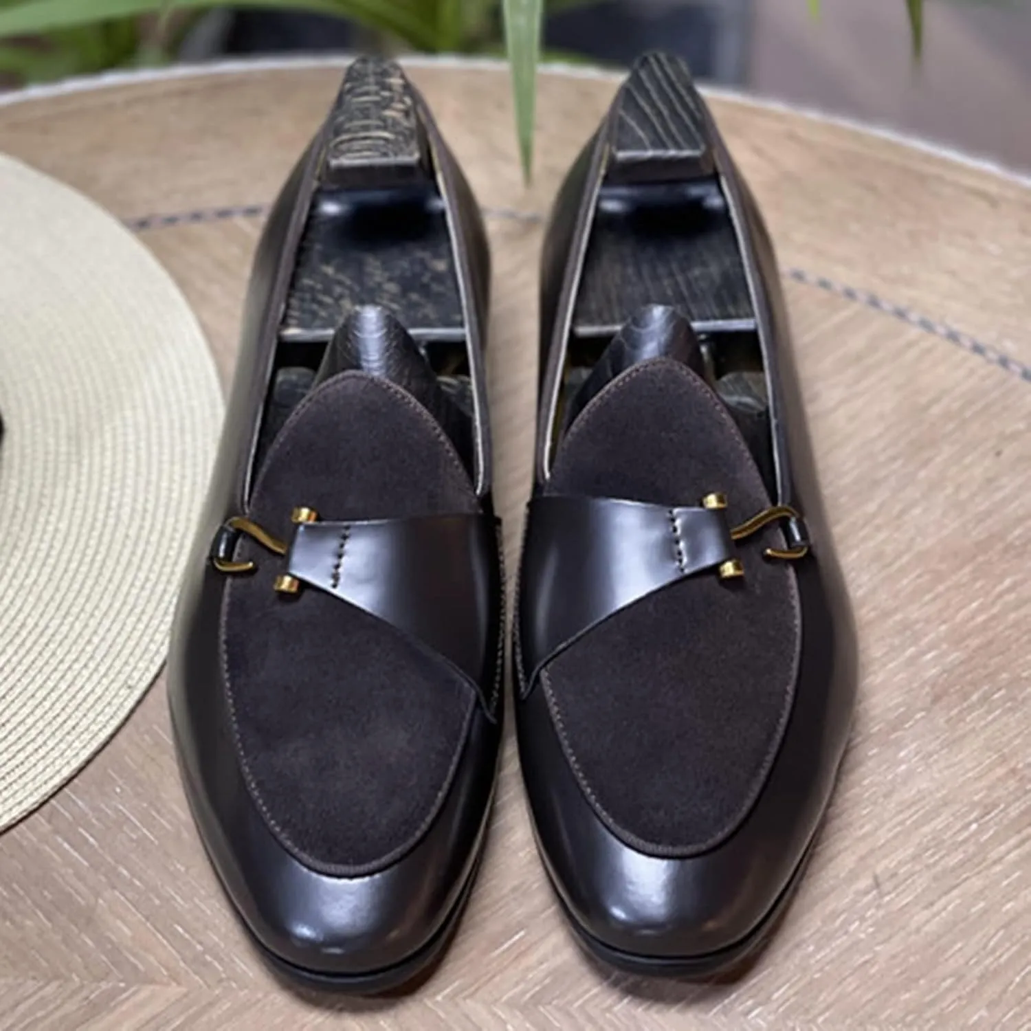 Men's Loafers Shoes Genuine Leather Monk Shoes Office Work Shoe Driving Shoe (Color : Brown, Size : 39)