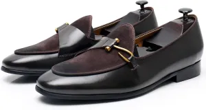Men's Loafers Shoes Genuine Leather Monk Shoes Office Work Shoe Driving Shoe (Color : Brown, Size : 39)