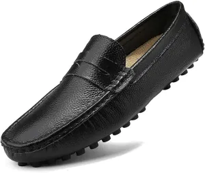 Men's Loafers Shoes Square Toe PU Leather Penny Driving Loafers Comfortable Resistant Anti-Slip Walking Prom Slip On