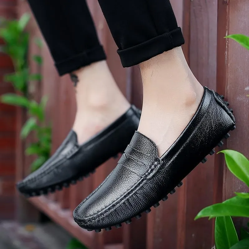Men's Loafers Shoes Square Toe PU Leather Penny Driving Loafers Comfortable Resistant Anti-Slip Walking Prom Slip On