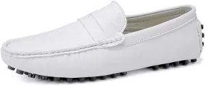 Men's Loafers Shoes Square Toe PU Leather Penny Driving Loafers Comfortable Resistant Anti-Slip Walking Prom Slip On