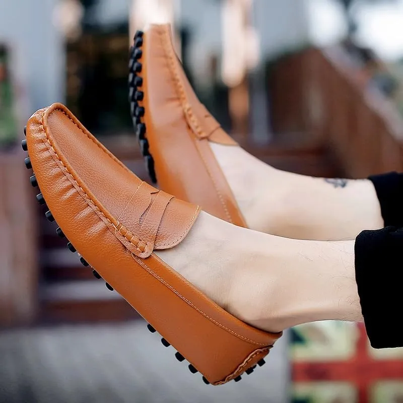 Men's Loafers Shoes Square Toe PU Leather Penny Driving Loafers Comfortable Resistant Anti-Slip Walking Prom Slip On