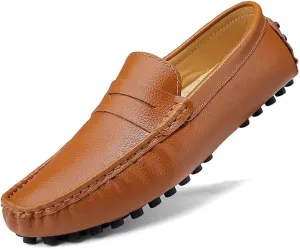 Men's Loafers Shoes Square Toe PU Leather Penny Driving Loafers Comfortable Resistant Anti-Slip Walking Prom Slip On