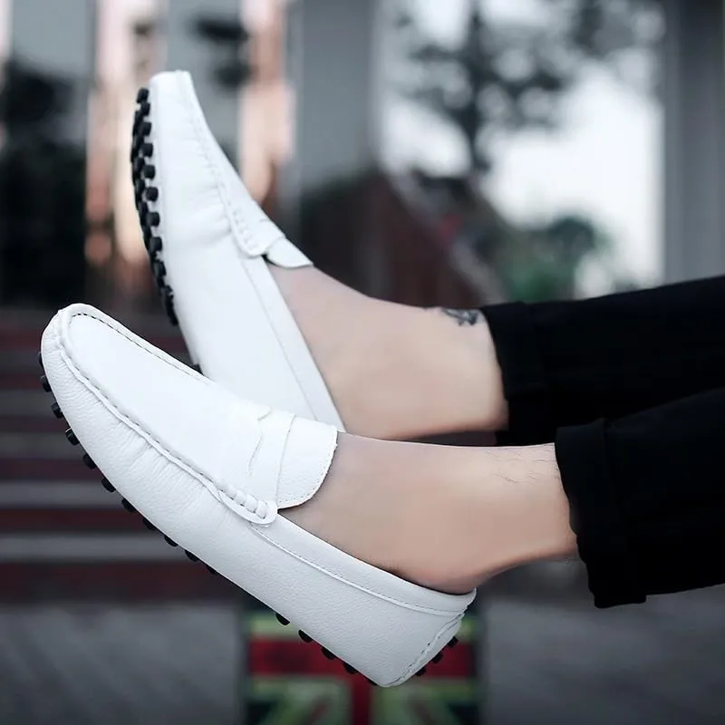 Men's Loafers Shoes Square Toe PU Leather Penny Driving Loafers Comfortable Resistant Anti-Slip Walking Prom Slip On