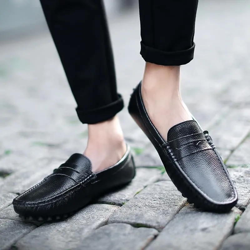 Men's Loafers Shoes Square Toe PU Leather Penny Driving Loafers Comfortable Resistant Anti-Slip Walking Prom Slip On