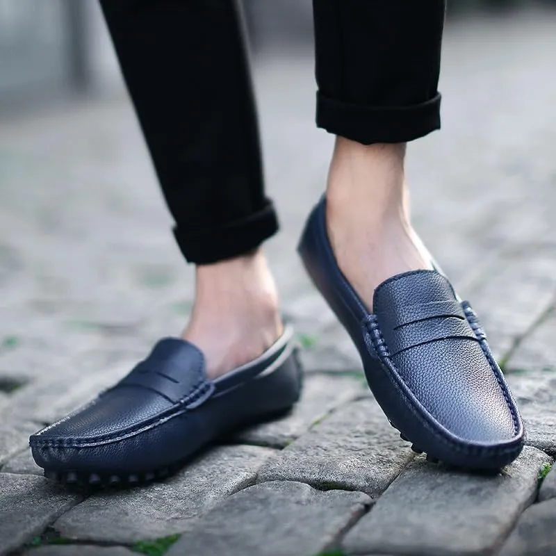 Men's Loafers Shoes Square Toe PU Leather Penny Driving Loafers Comfortable Resistant Anti-Slip Walking Prom Slip On